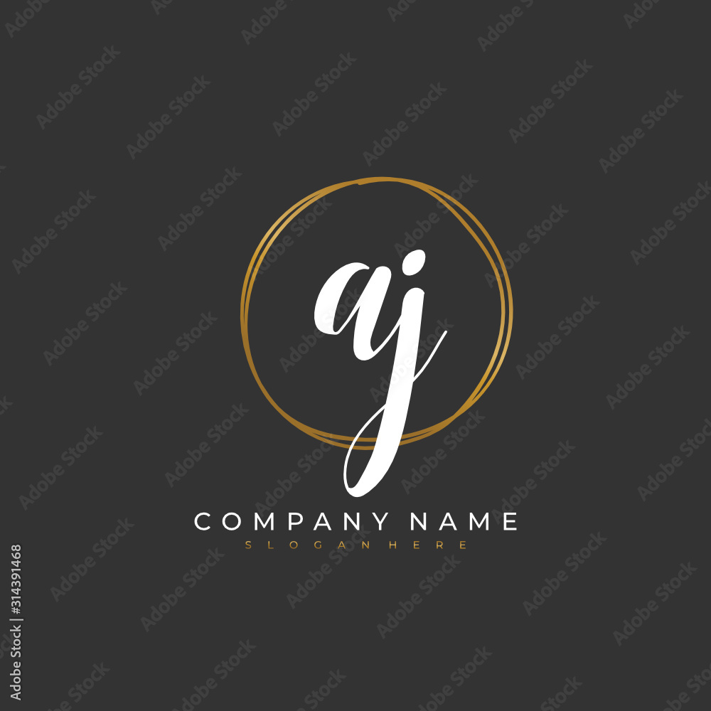 Handwritten initial letter A J AJ for identity and logo. Vector logo ...