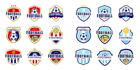 Set of soccer Logo or football club sign Badge. Football logo with shield background vector design