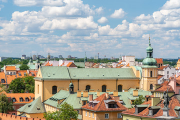 Canvas Print - aerial view of the city of Warsawa, Poland