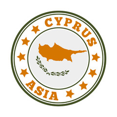 Wall Mural - cyprus sign. round country logo with flag of cyprus. vector illustration.