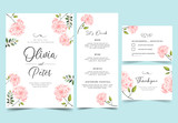 Fototapeta Tulipany - floral background with flowers wedding invitation set	