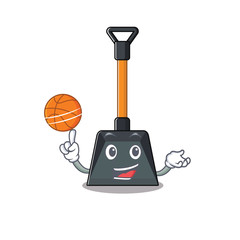 Sticker - A mascot picture of snow shovel cartoon character playing basketball