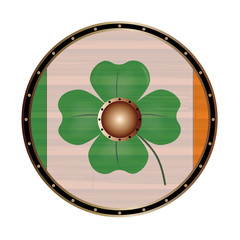 Canvas Print - Round Shield With the flag of Ireland