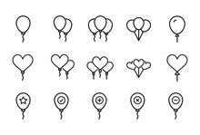 Stroke Line Icons Set Of Balloon.