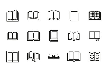 Stroke line icons set of book.