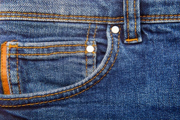 Blue Jeans texture background. Blue jeans front pocket and 