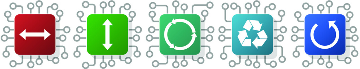 Poster - Set of arrow, ecology, recycle and direction icons for webdesign and mobile applications, cpu, chip concept vector illustration