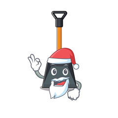 Wall Mural - A picture of Santa snow shovel mascot picture style with ok finger