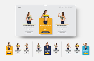 Wall Mural - vector design ui product card set for web site.