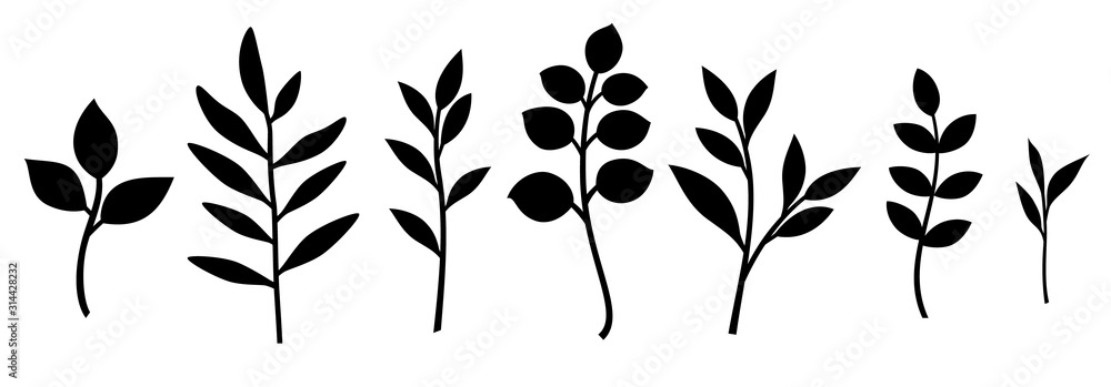 Set of decorative leaf silhouette. Different vector branches. Simple stencils Stock Vector | Adobe Stock set-of-decorative-leaf-silhouette-different-vector-branches-simple-stencils-stock-vector-adobe-stock