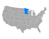 Fototapeta Nowy Jork - Karte von Minnesota in USA