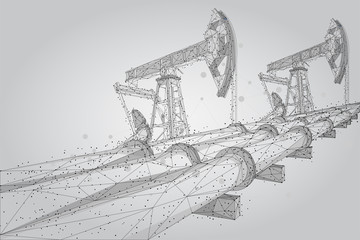 Abstract mash line and point Oil pipeline low poly business concept. Polygonal petrol production. Petroleum fuel industry transportation illustration