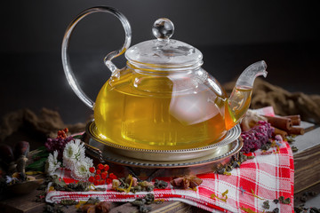 Tea in a cup on an old background