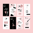 Beauty salon design templates. Social media vertical designs. Brow bar branding. Vector illustration