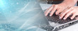 © thodonal - Hands typing on a laptop keyboard; panoramic banner