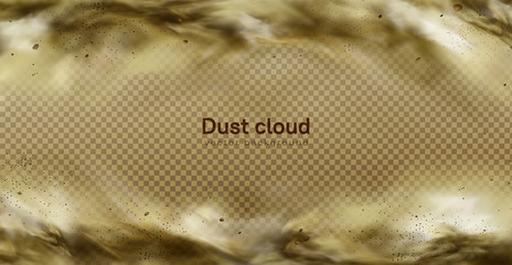 Wall Mural - desert sandstorm, brown dusty cloud or dry sand flying with gust of wind, big explosion realistic te