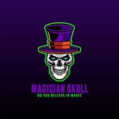 Wall Mural - Magician Skull logo design illustration