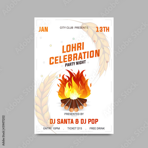 Cuadros en Lienzo Happy Lohri illustration background for Punjabi harvest festival - Vector