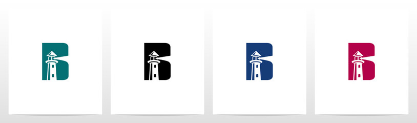 Lighthouse On Letter Logo Design B