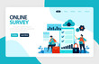 © nakigitsune-sama - Landing page online survey. Satisfaction feedback, review form service, Exams Choices Flat character for learning and survey consultants. for banner, illustration, web, website, mobile apps, flyer