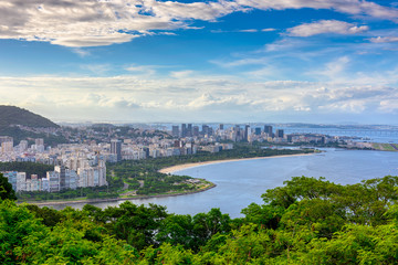 Fototapete - View of Flamengo beach and Centro in Rio de Janeiro, Brazil. Skyline of Rio de Janeiro.