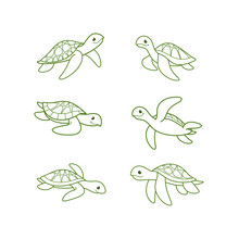Cartoon Turtle Sketch Line Icon. Kawaii Animals Icons Set. Childish Print For Nursery, Kids Apparel, Poster, Postcard, Pattern.