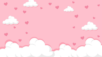 Wall Mural - Valentine theme with hearts in pink sky