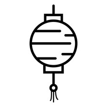 Lampion, Traditional Chinese Latern Icon Vector In Line Style
