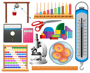 Wall Mural - Large set of science equipments on white background