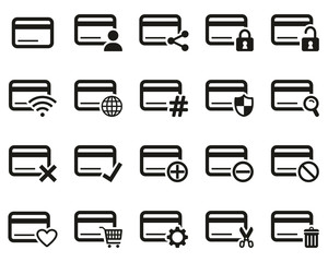 Poster - Credit Card Icons Black & White Set Big