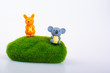 Koala and kangaroo rubber toys, cute animal shaped rubber doll isolated in white background. 