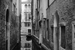 Black and white long exposure of Venetian canal at dawn