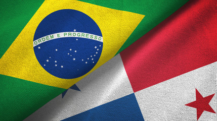 Brazil and Panama two flags textile cloth, fabric texture