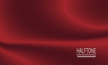 Halftone Background Design With Array Of Red Small Squares On Brown. Monochrome Abstract Banner Template.