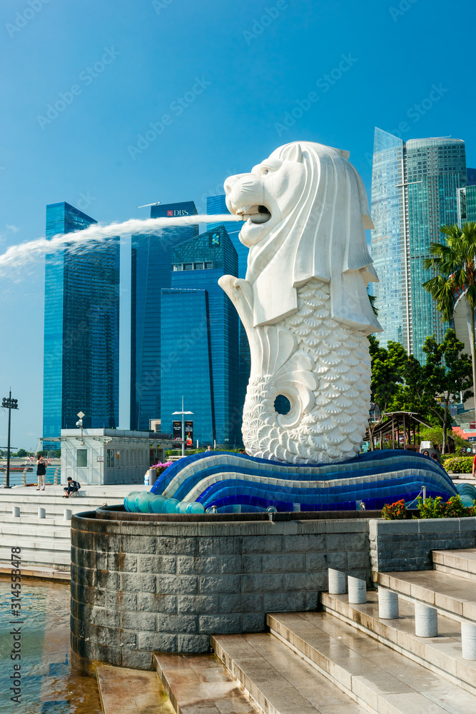 SINGAPORE-MARCH 19 : The Merlion, mascot and symbol of Singapore. and ...