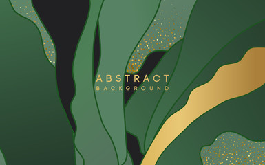 abstract background with green shape and gold glitter