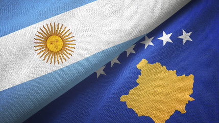 Argentina and Kosovo two flags textile cloth, fabric texture