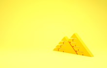 Yellow Egypt Pyramids Icon Isolated On Yellow Background. Symbol Of Ancient Egypt. Minimalism Concept. 3d Illustration 3D Render