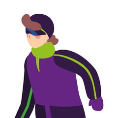 Sticker - man with winter clothes on white background