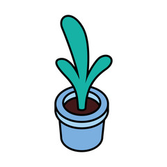 Sticker - houseplant with potted in white background