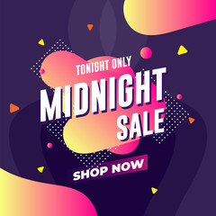 Wall Mural - Midnight Sale Template Design for Advertising text, banner and social media post. Ready to use and easy to customize. Vector Illustration