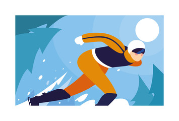 Wall Mural - man skating on ice rink, winter sport