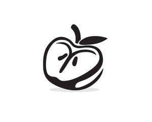 Canvas Print - Classic apple drawing art inside view logo design inspiration