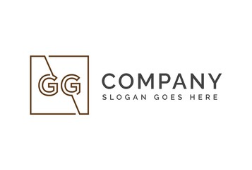 Wall Mural - Brown square initial letter GG line logo design vector graphic