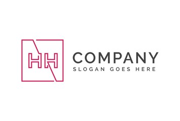 Wall Mural - Pink square initial letter HH line logo design vector graphic