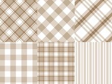 Checkered ,Gingham,Stripe Brown And White Pattern Background,vector Illustration