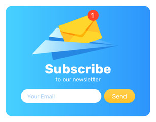 Wall Mural - subscribe-paper-plane-popup