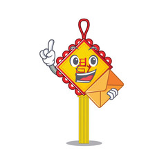 Poster - Cheerfully chinese knot mascot design with envelope