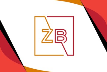 Wall Mural - Yellow red square initial letter ZB line logo design vector graphic
