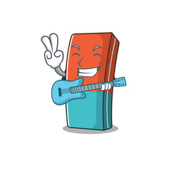 Poster - A mascot of eraser performance with guitar